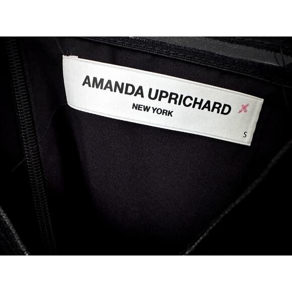 $326 Amanda Uprichard Symone Dress Womens S Black Faux Leather Strapless NEW - Picture 6 of 7